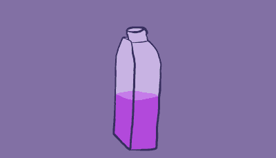 A purple solution is pipetted out of a cell culture flask 