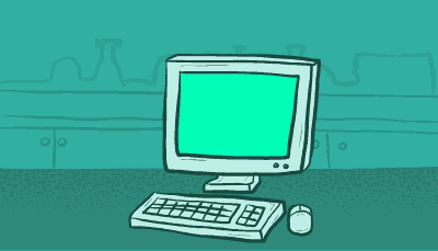 A scientist goes to a computer and clicks the mouse